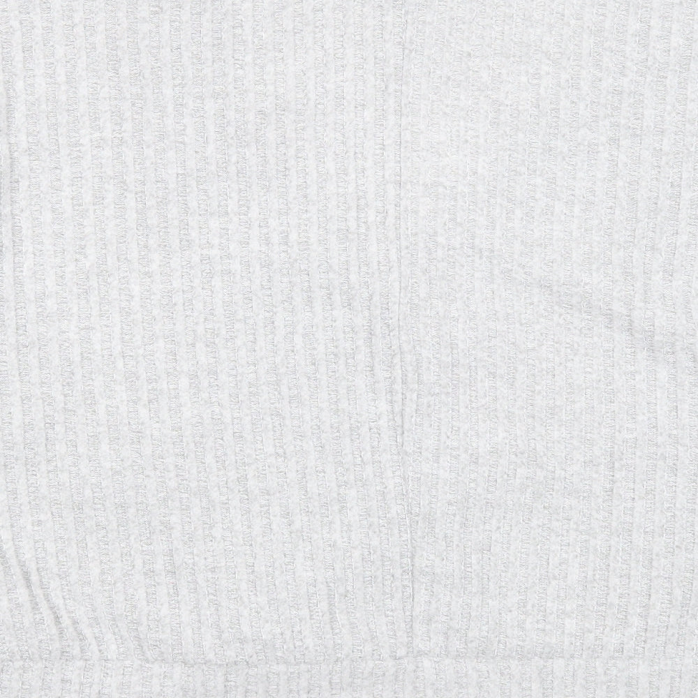 New Look Womens Grey V-Neck Polyester Pullover Jumper Size L