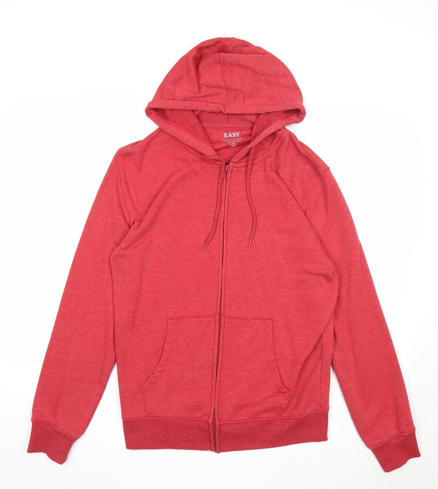Easy Mens Red Cotton Full Zip Hoodie Size M