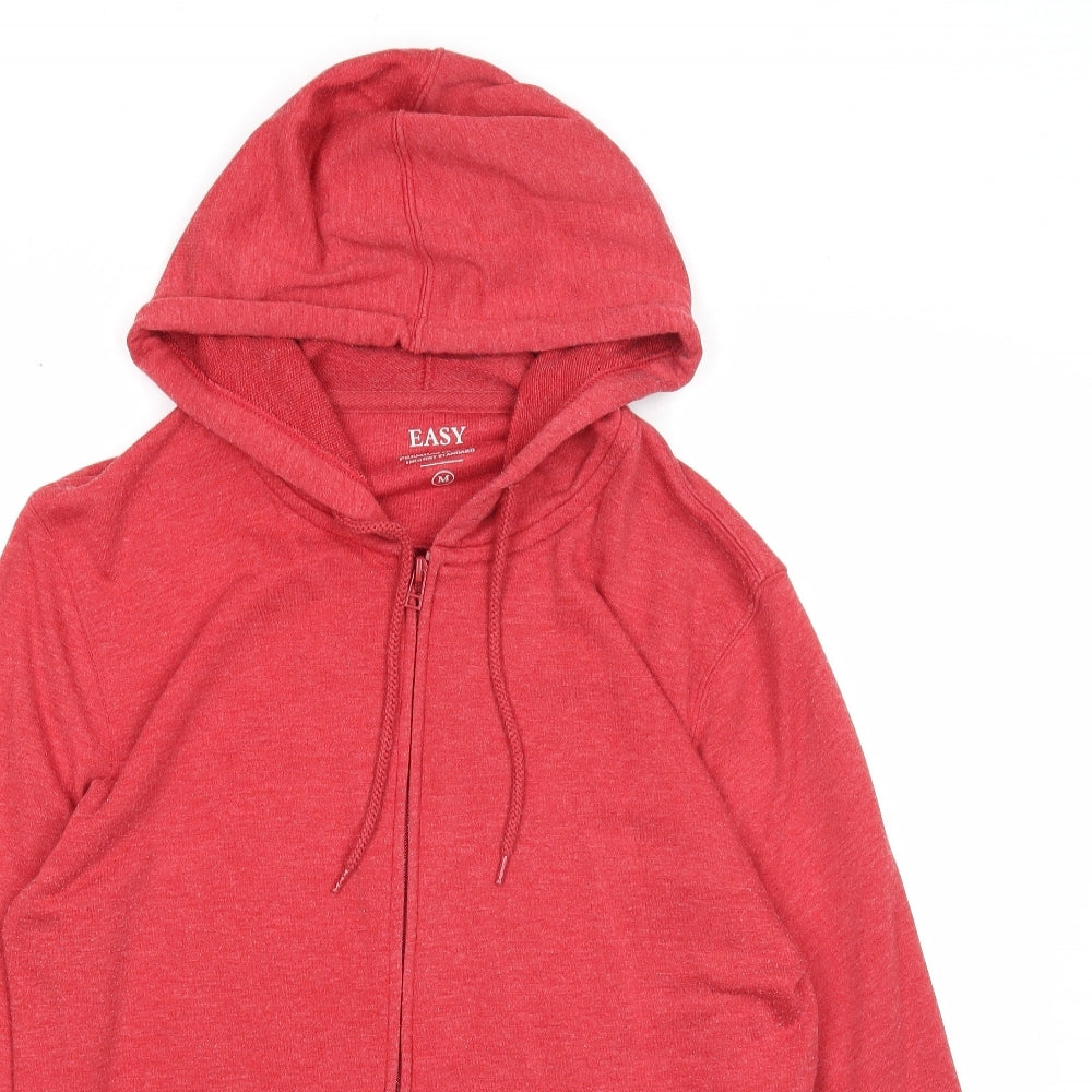 Easy Mens Red Cotton Full Zip Hoodie Size M