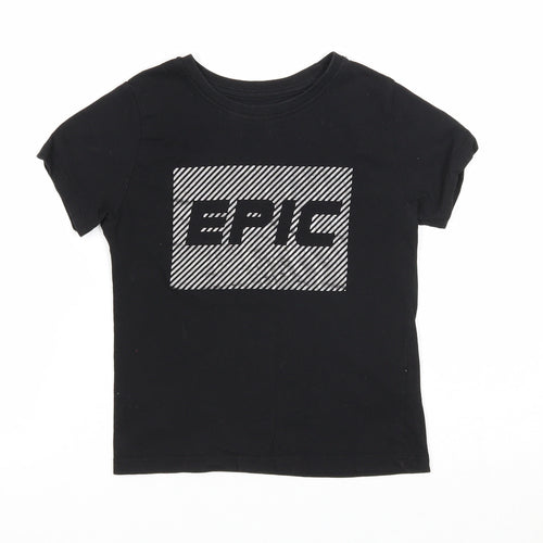 Primark Girls Black Cotton Basic T-Shirt Size 3-4 Years Round Neck Pullover - Epic