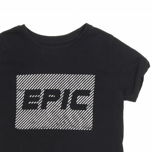 Primark Girls Black Cotton Basic T-Shirt Size 3-4 Years Round Neck Pullover - Epic