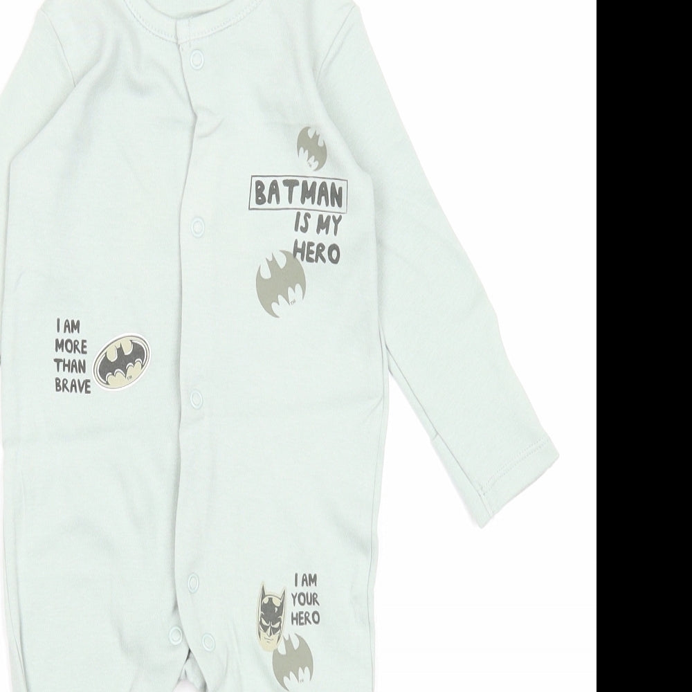 George Boys Green Cotton Babygrow One-Piece Size 3-6 Months Snap - Batman, Sleepsuit