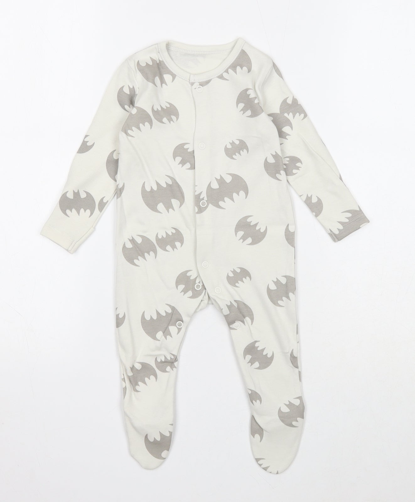 George Boys Ivory Geometric Cotton Babygrow One-Piece Size 3-6 Months Snap - Sleepsuit, Batman