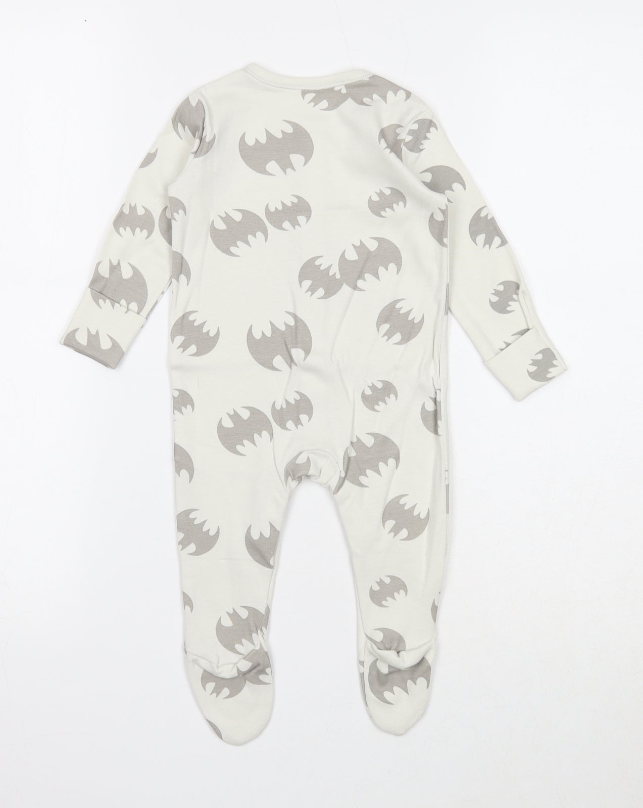 George Boys Ivory Geometric Cotton Babygrow One-Piece Size 3-6 Months Snap - Sleepsuit, Batman