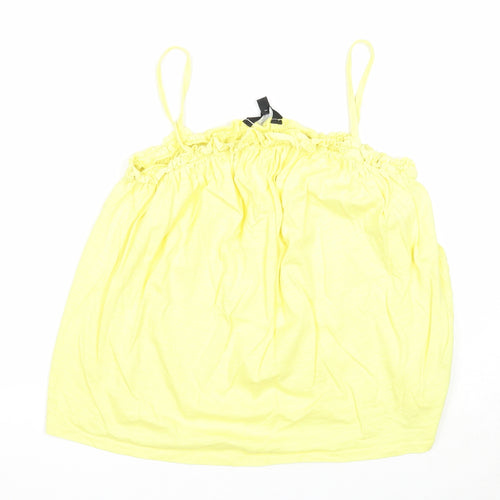 New Look Womens Yellow Cotton Basic Tank Size 14 Square Neck