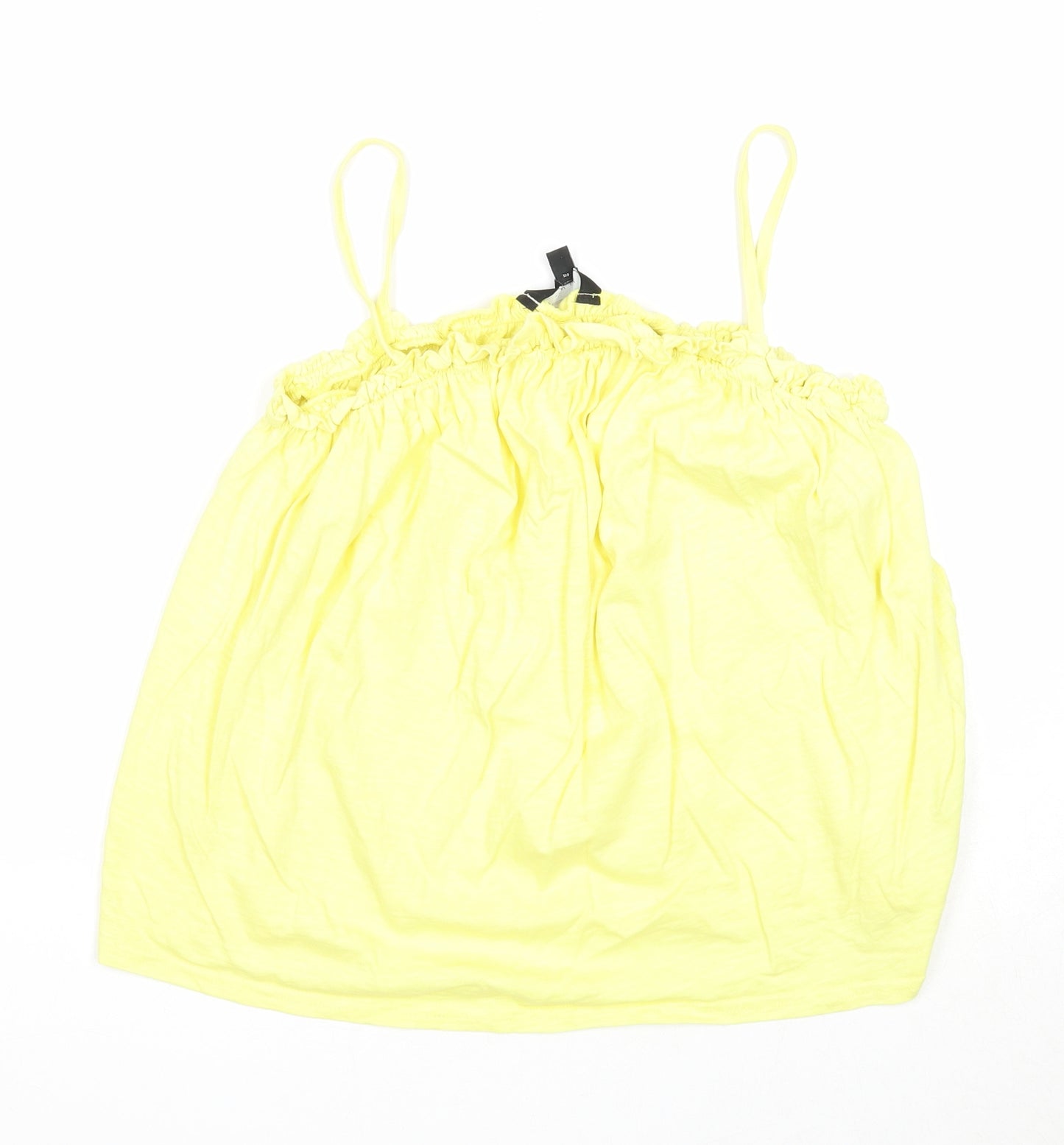 New Look Womens Yellow Cotton Basic Tank Size 14 Square Neck