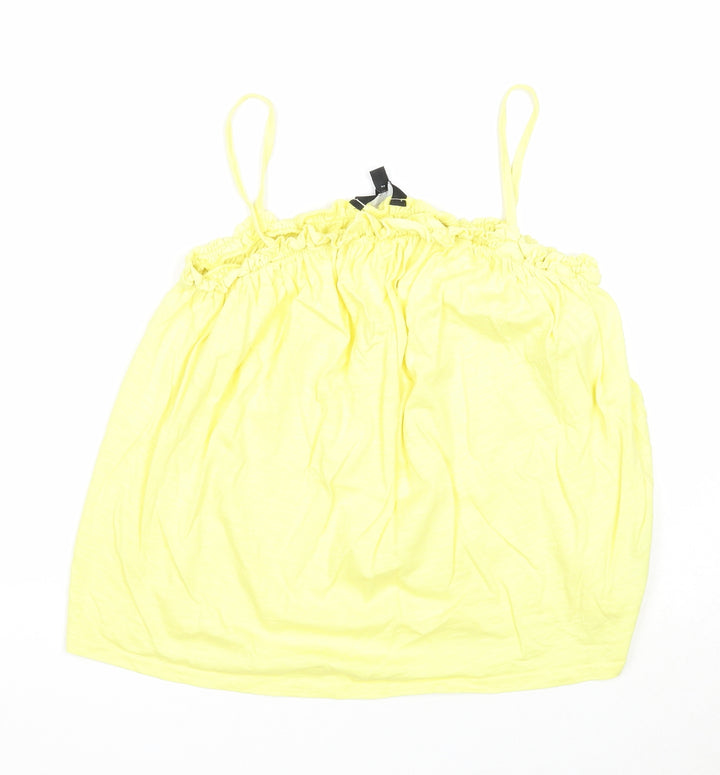 New Look Womens Yellow Cotton Basic Tank Size 14 Square Neck