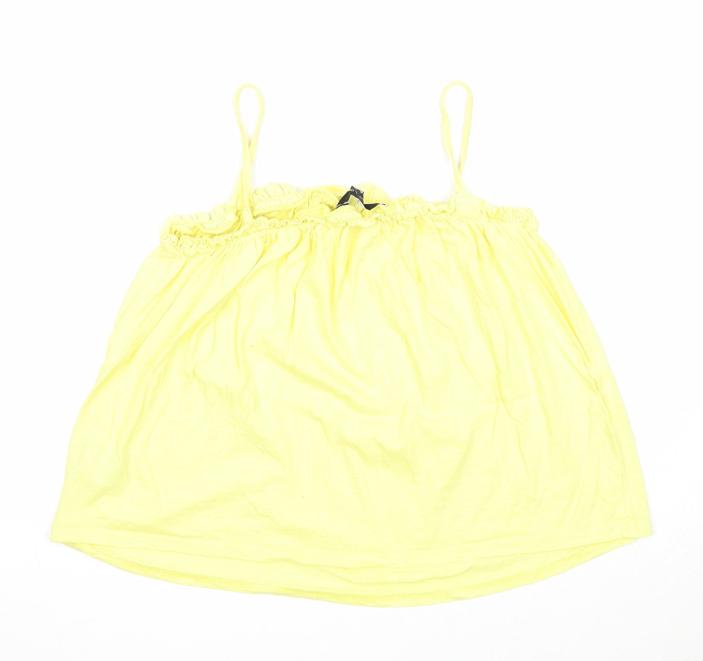 New Look Womens Yellow Cotton Basic Tank Size 14 Square Neck