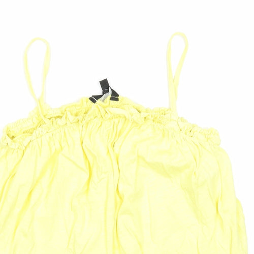 New Look Womens Yellow Cotton Basic Tank Size 14 Square Neck