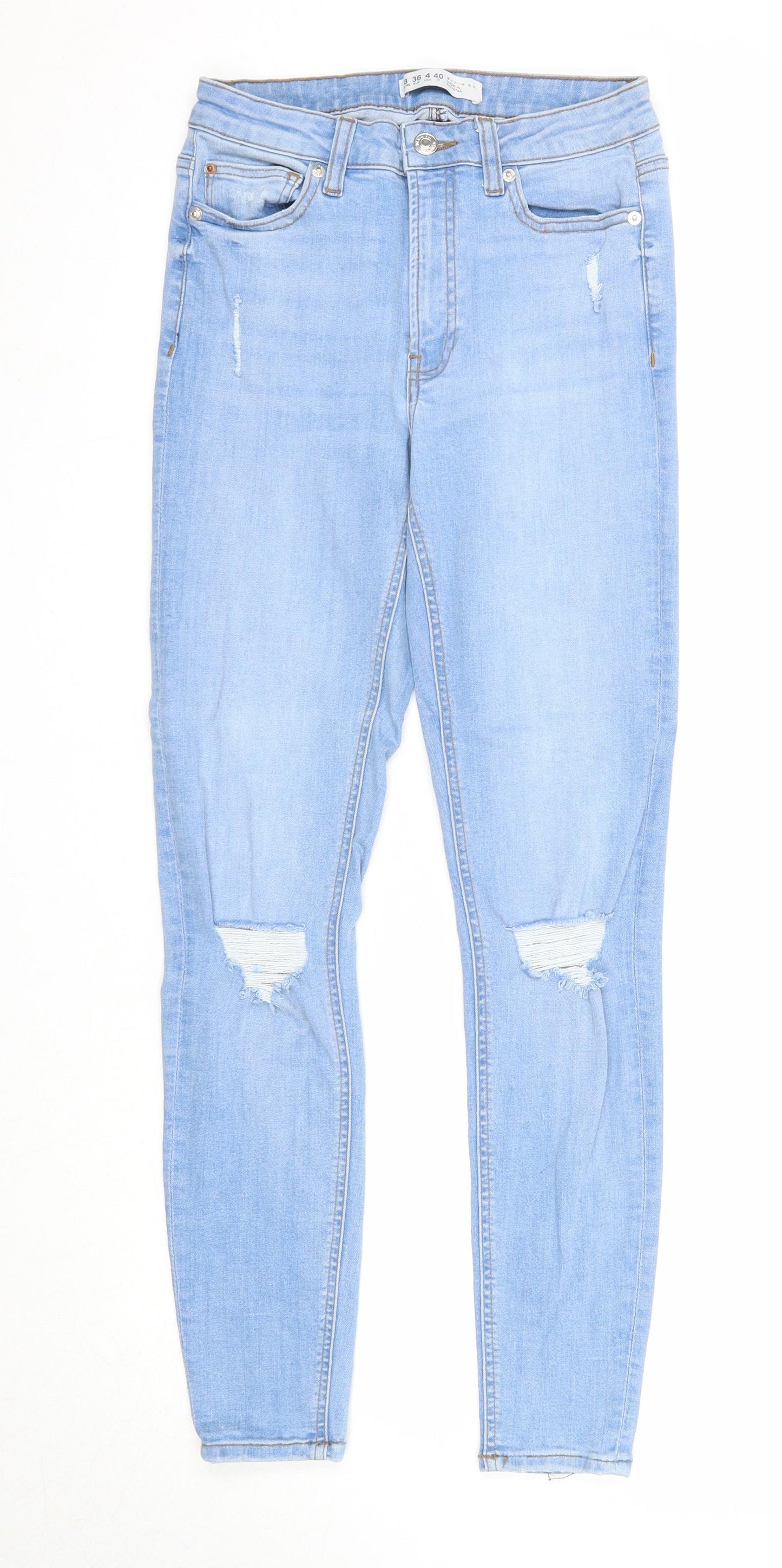 Denim & Co. Womens Blue Cotton Skinny Jeans Size 8 Regular Zip