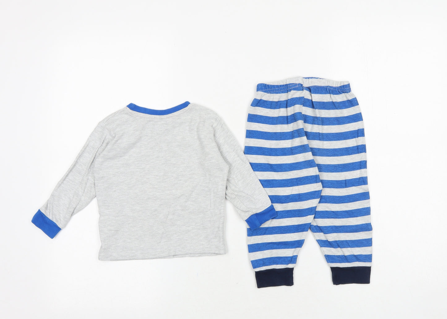JEFF&CO Baby Grey Striped Cotton Set Pyjama Set Size 12-18 Months Pullover - I'm A Dinosaur