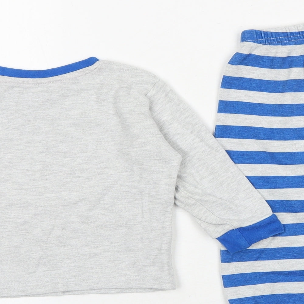 JEFF&CO Baby Grey Striped Cotton Set Pyjama Set Size 12-18 Months Pullover - I'm A Dinosaur