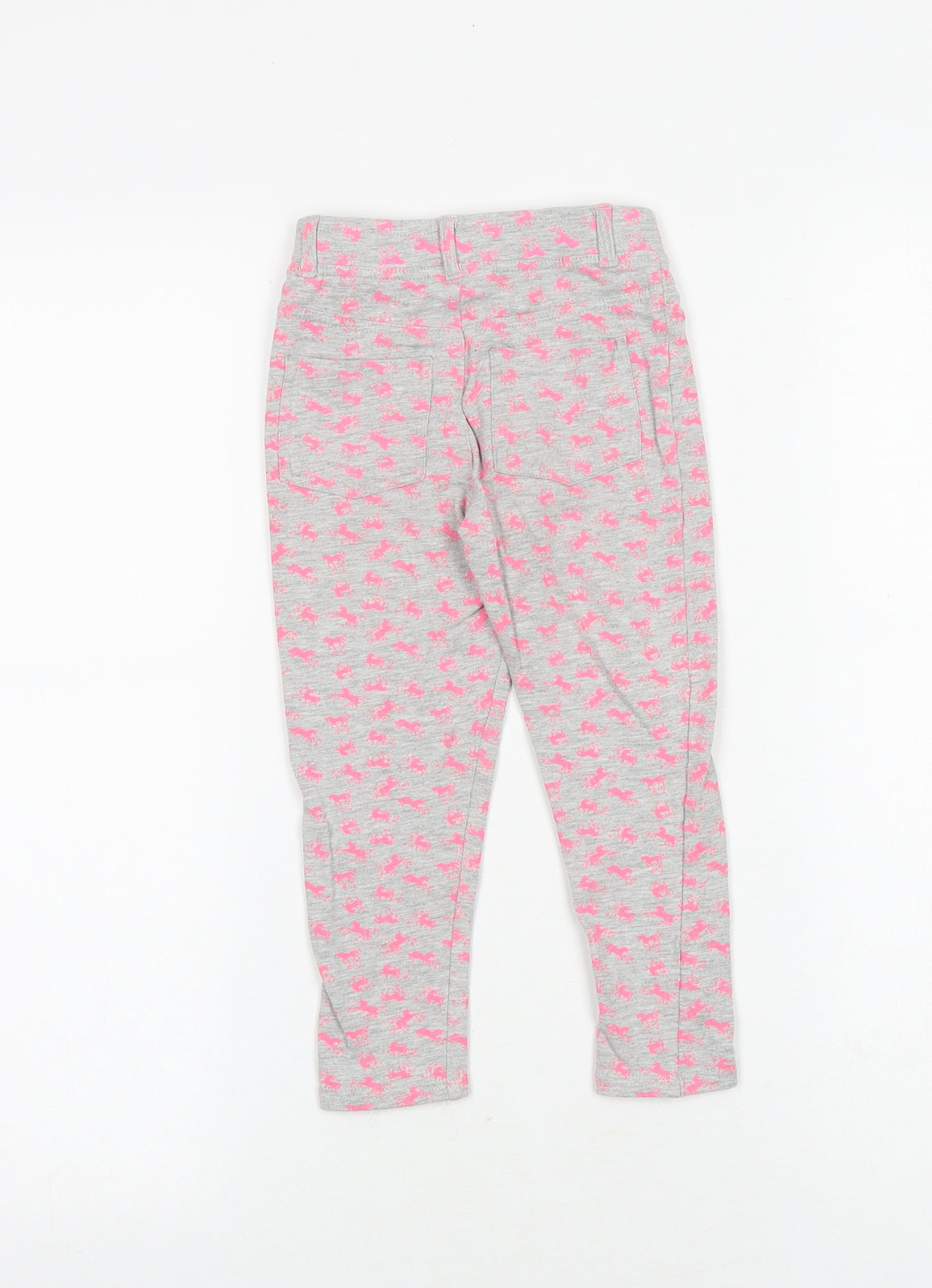 Matalan Girls Grey Cotton Jogger Trousers Size 5 Years Regular Pullover - Horse Print