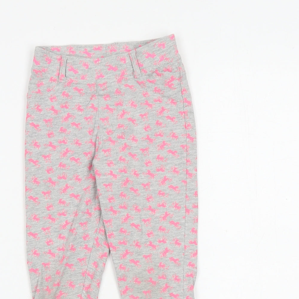 Matalan Girls Grey Cotton Jogger Trousers Size 5 Years Regular Pullover - Horse Print