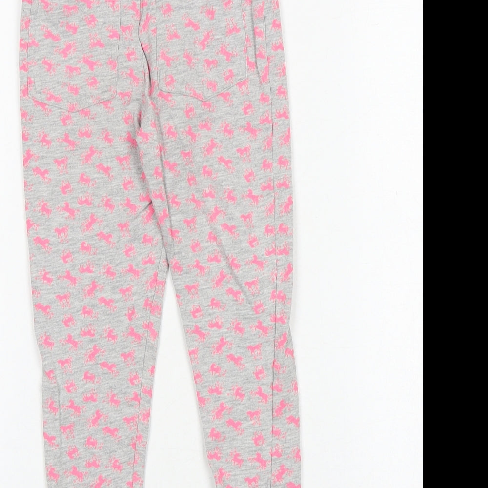Matalan Girls Grey Cotton Jogger Trousers Size 5 Years Regular Pullover - Horse Print