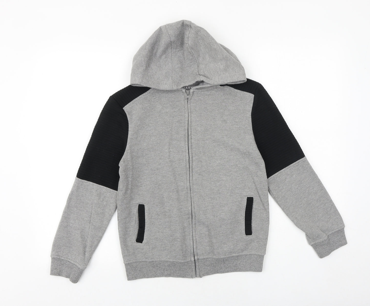 Primark Boys Grey Cotton Full Zip Hoodie Size 10-11 Years Zip