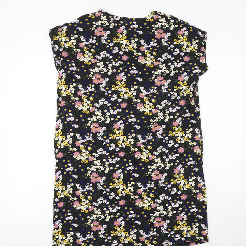 JD Williams Womens Brown Floral Viscose T-Shirt Dress Size 12 Round Neck Pullover