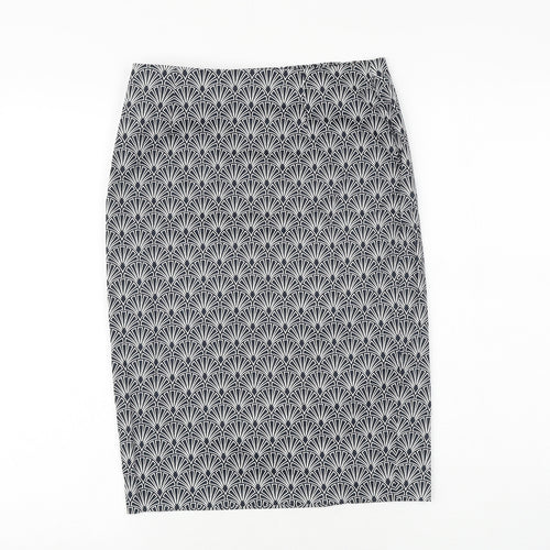 La Redoute Womens Blue Geometric Cotton Straight & Pencil Skirt Size 6 Zip