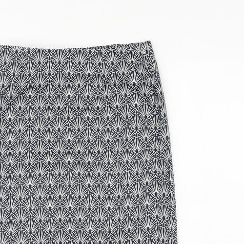 La Redoute Womens Blue Geometric Cotton Straight & Pencil Skirt Size 6 Zip