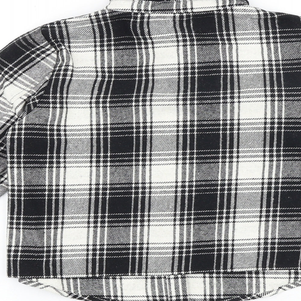 Candy Couture Girls Black Plaid Cotton Basic Button-Up Size 12 Years Collared Button