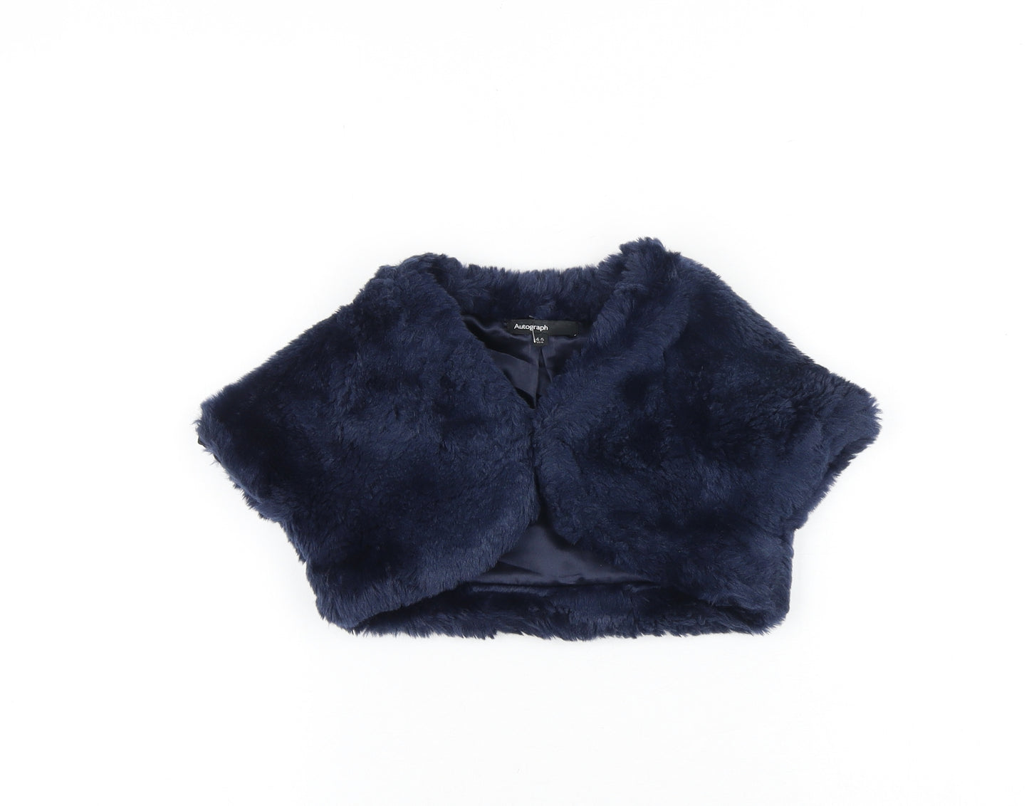 Marks and Spencer Girls Blue Jacket Blazer Size 4-5 Years Button - Faux Fur