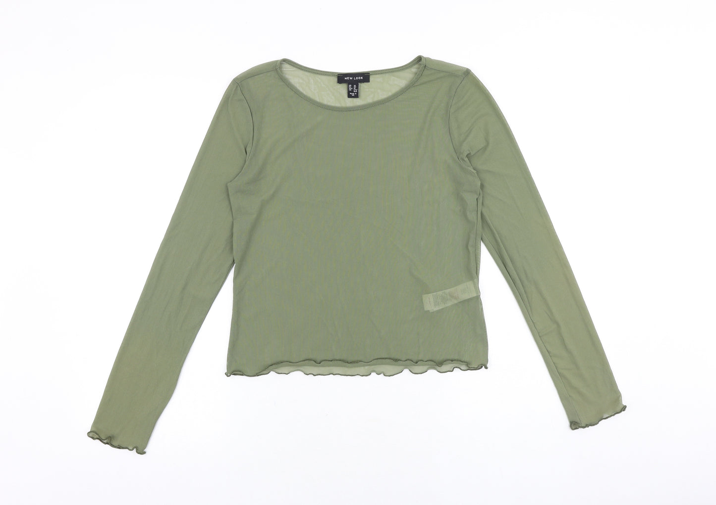 New Look Womens Green Nylon Basic T-Shirt Size 14 Boat Neck