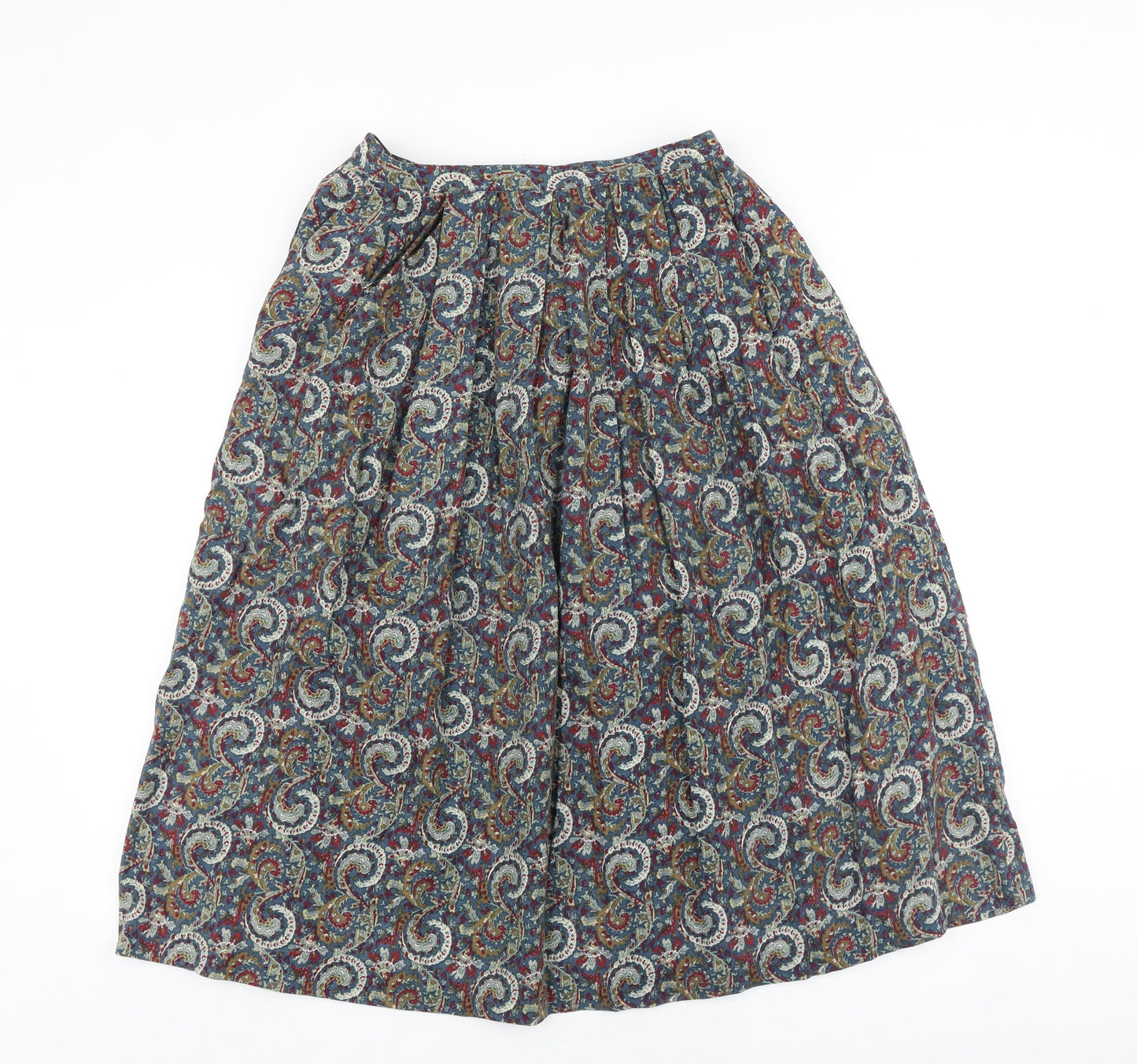 Viyella Womens Multicoloured Geometric Wool A-Line Skirt Size 12 Button