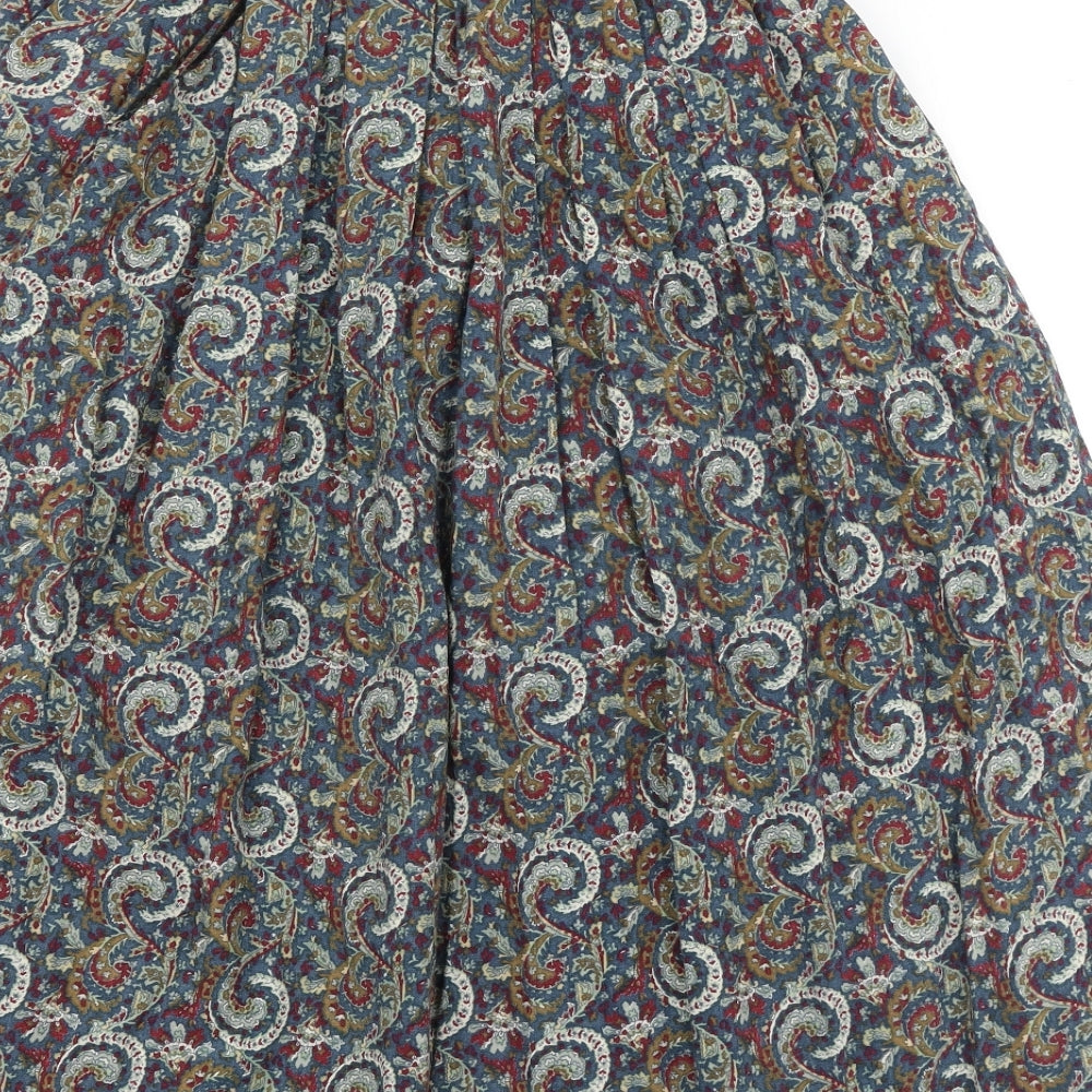 Viyella Womens Multicoloured Geometric Wool A-Line Skirt Size 12 Button