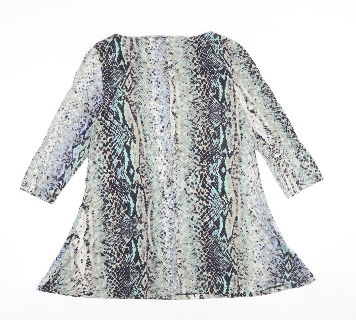 Marks and Spencer Womens Multicoloured Animal Print Viscose Tunic Blouse Size 12 Boat Neck - Snake Print