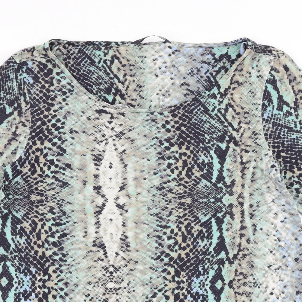 Marks and Spencer Womens Multicoloured Animal Print Viscose Tunic Blouse Size 12 Boat Neck - Snake Print