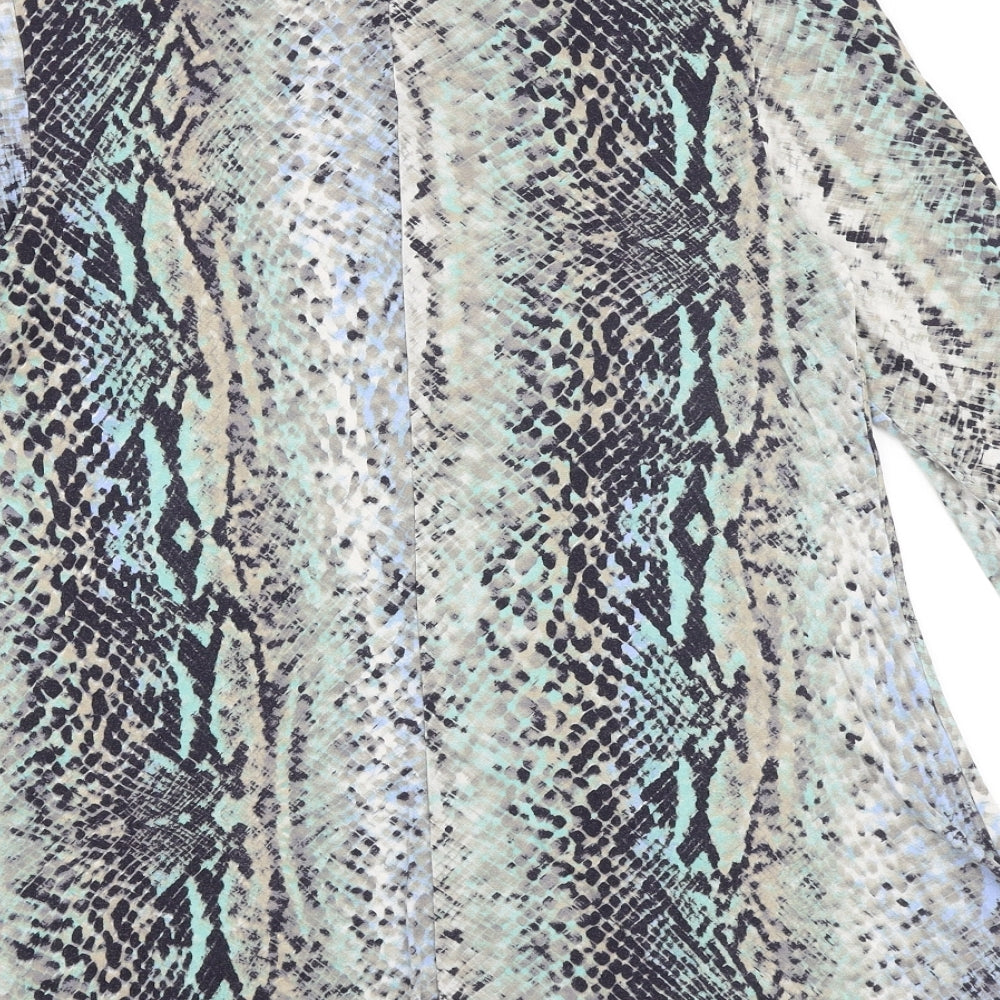 Marks and Spencer Womens Multicoloured Animal Print Viscose Tunic Blouse Size 12 Boat Neck - Snake Print