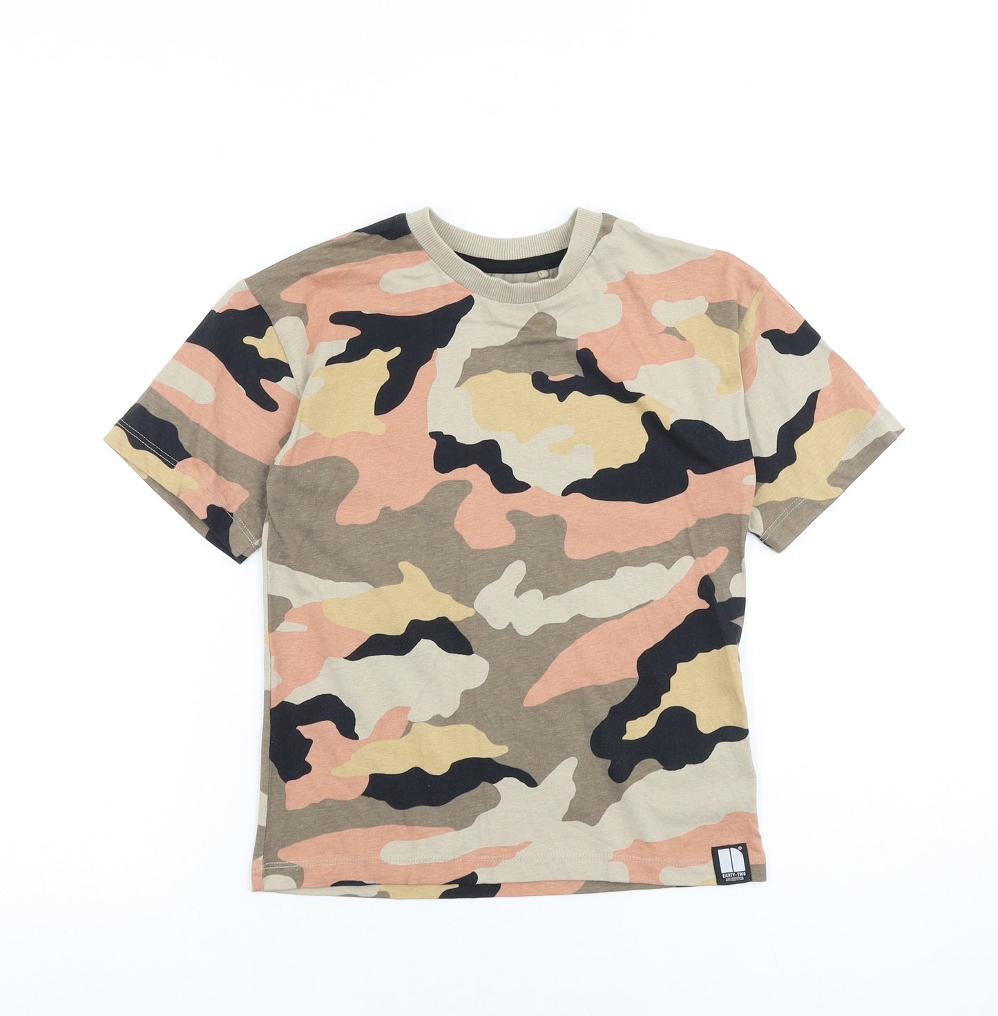 NEXT Boys Brown Camouflage 100% Cotton Pullover T-Shirt Size 7 Years Crew Neck Pullover