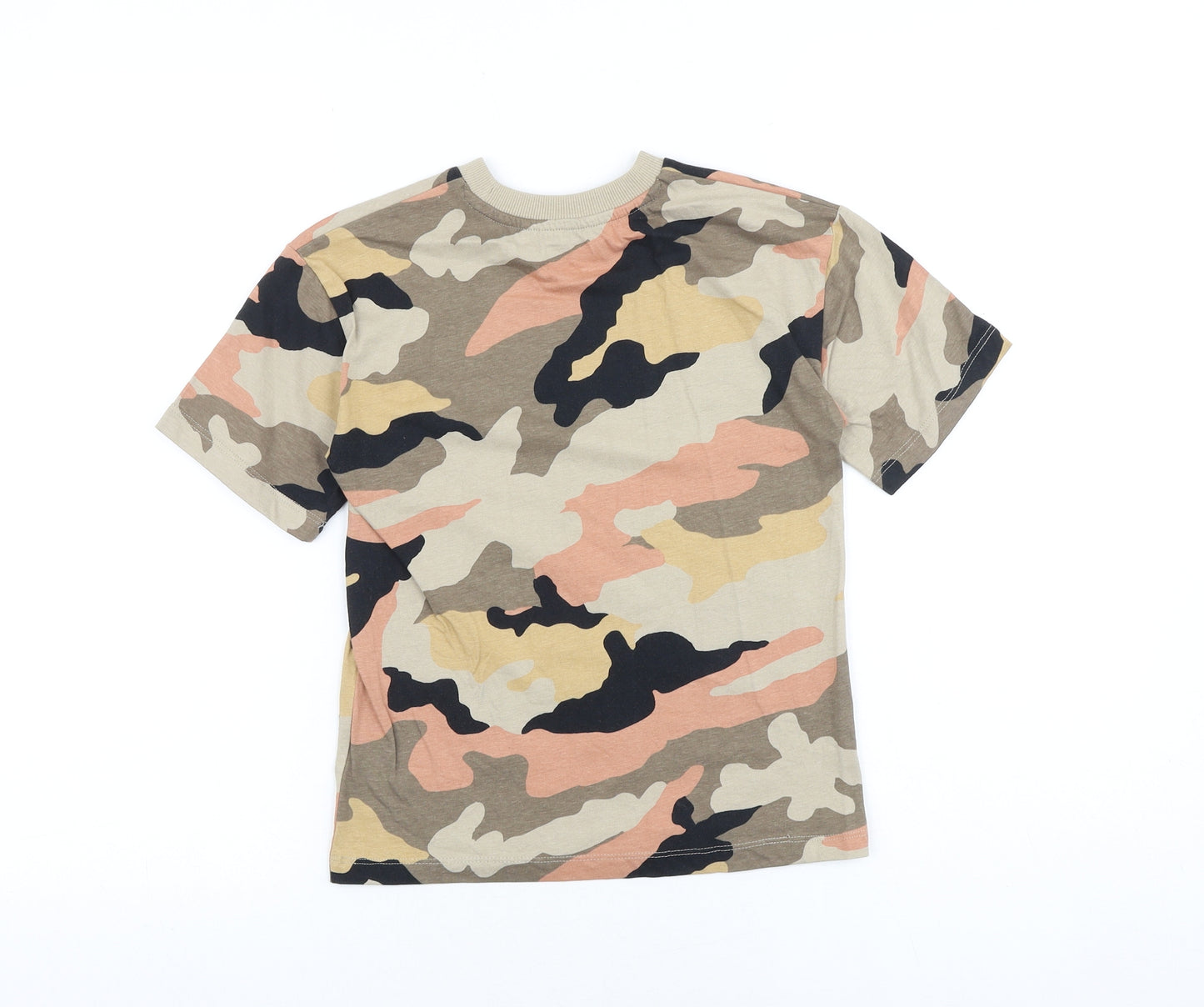 NEXT Boys Brown Camouflage 100% Cotton Pullover T-Shirt Size 7 Years Crew Neck Pullover