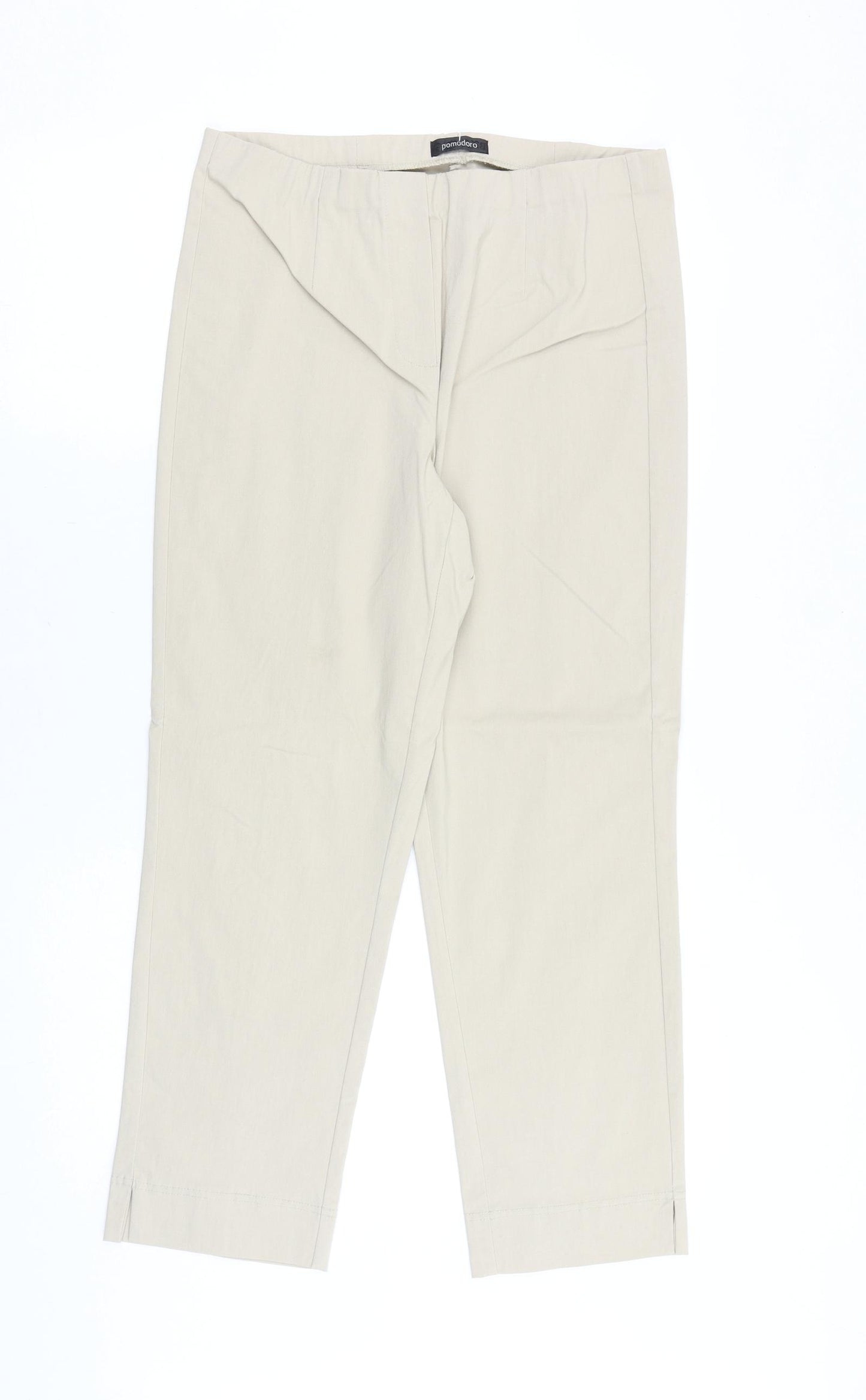 Pomodoro Womens Beige Viscose Trousers Size 14 Regular