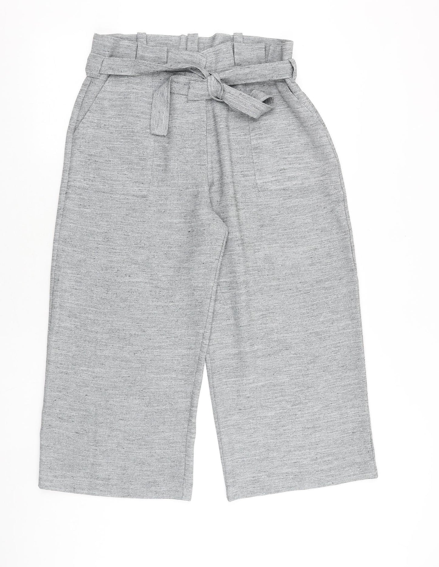 F&F Womens Grey Polyester Trousers Size 12 Regular Tie