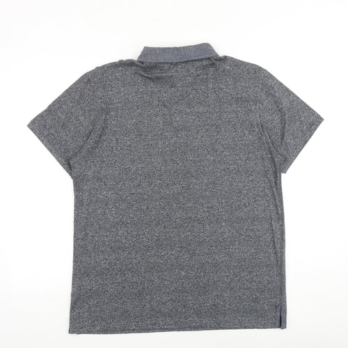 Denimseventy3 Mens Grey Cotton Polo Size L Collared Button