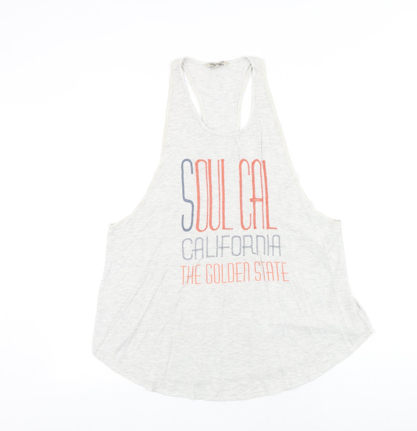 SoulCal&Co Womens Grey Viscose Basic Tank Size 10 Scoop Neck - California