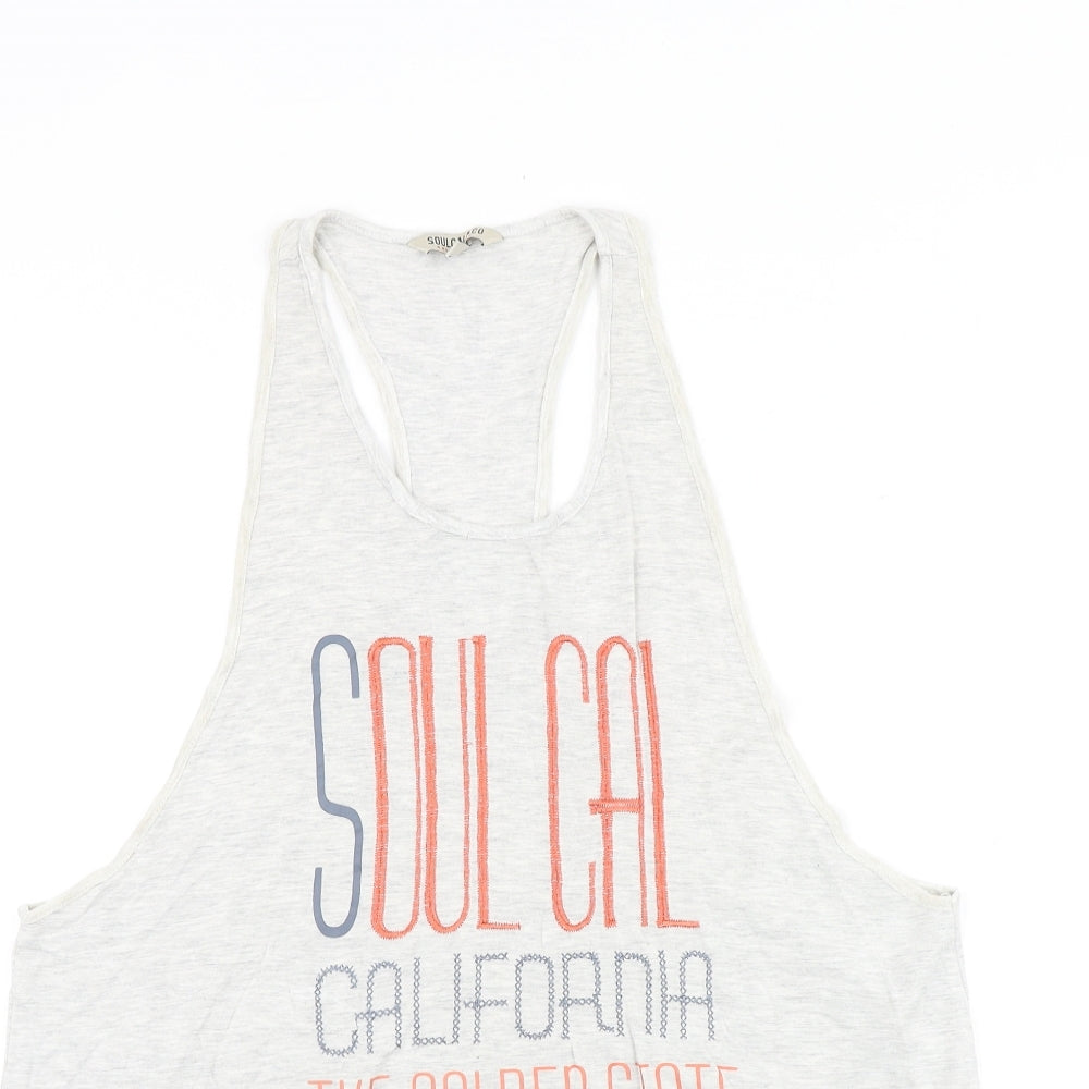 SoulCal&Co Womens Grey Viscose Basic Tank Size 10 Scoop Neck - California