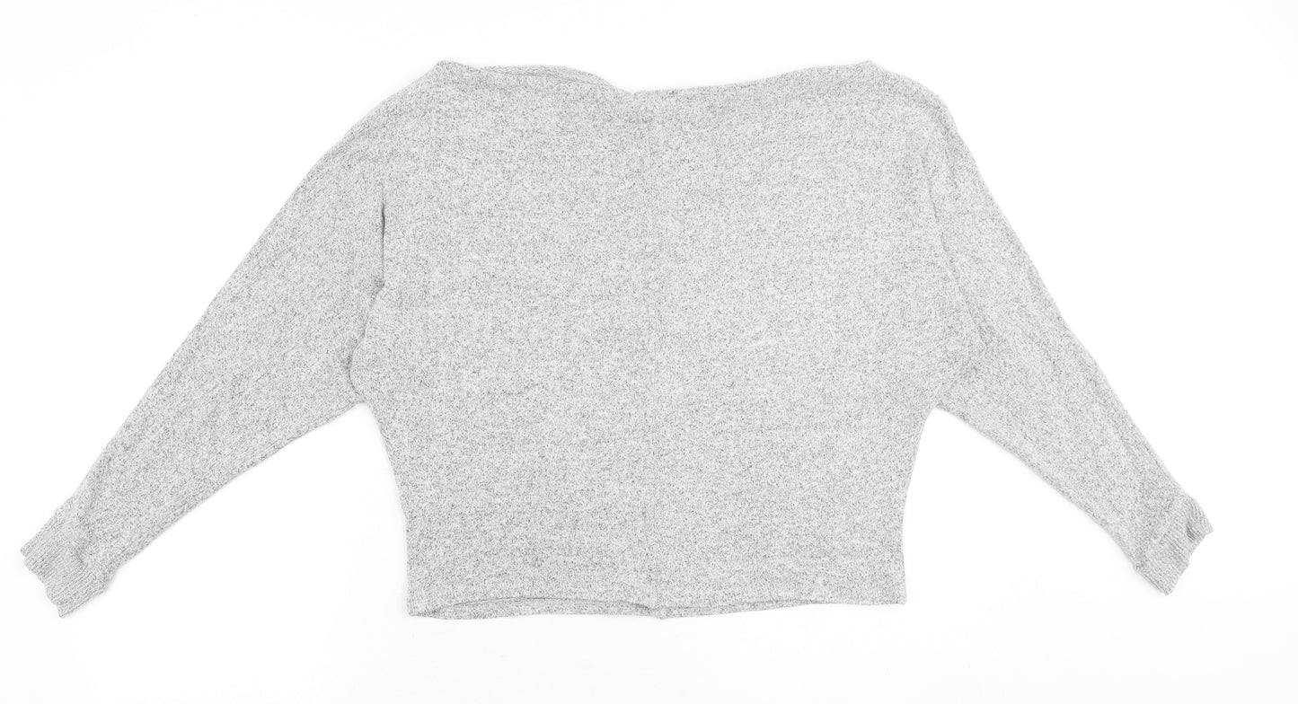 River Island Womens Grey Round Neck Geometric Viscose Pullover Jumper Size M