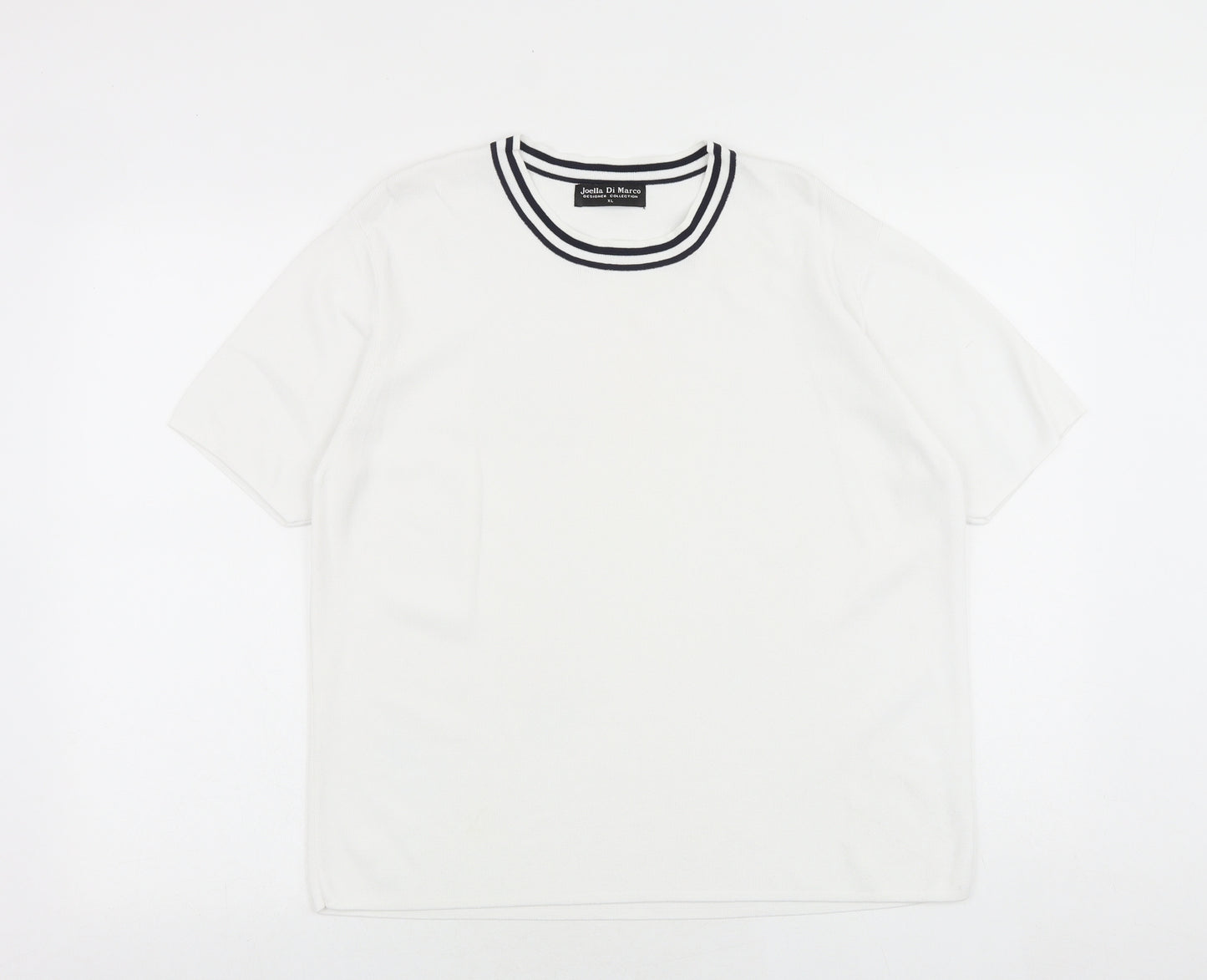 Joella Di Marco Mens White Round Neck Viscose Pullover Jumper Size XL Short Sleeve