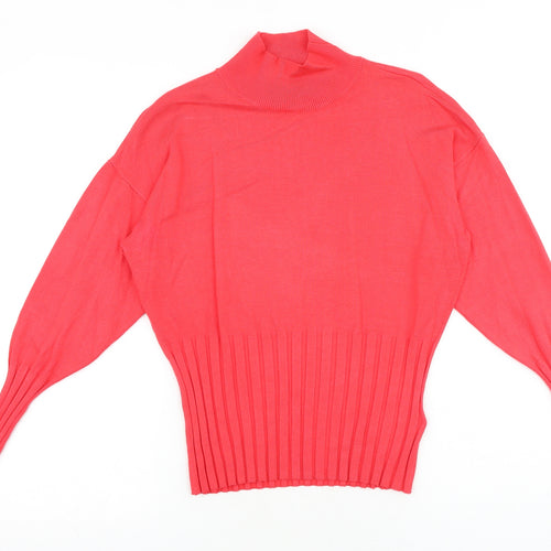 Marks and Spencer Womens Red Mock Neck Viscose Pullover Jumper Size 14
