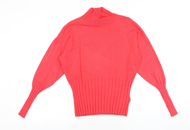 Marks and Spencer Womens Red Mock Neck Viscose Pullover Jumper Size 14
