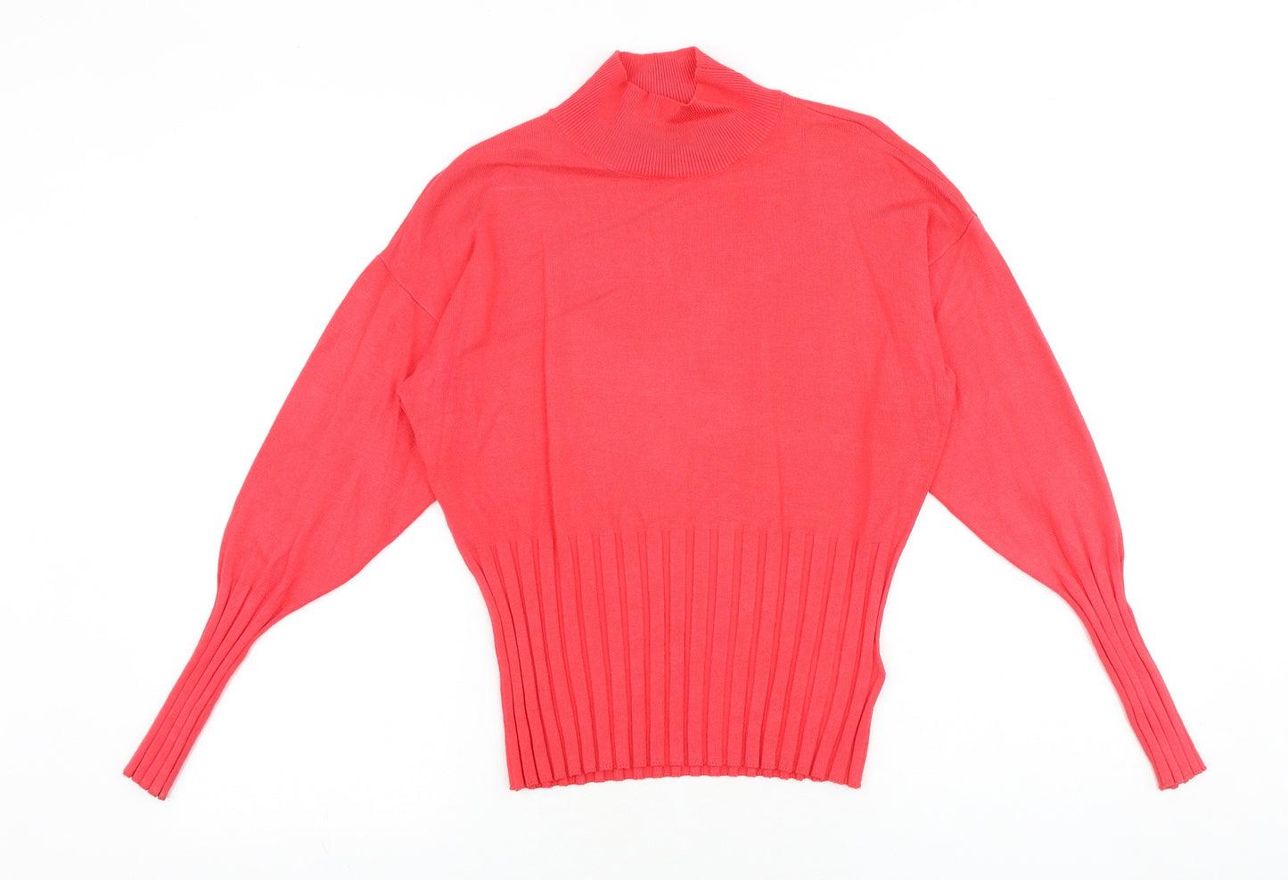 Marks and Spencer Womens Red Mock Neck Viscose Pullover Jumper Size 14