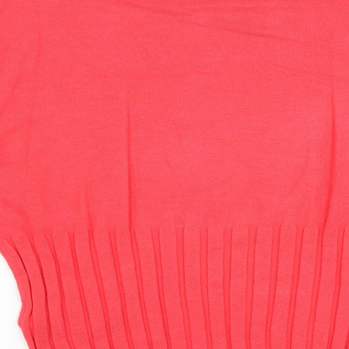 Marks and Spencer Womens Red Mock Neck Viscose Pullover Jumper Size 14