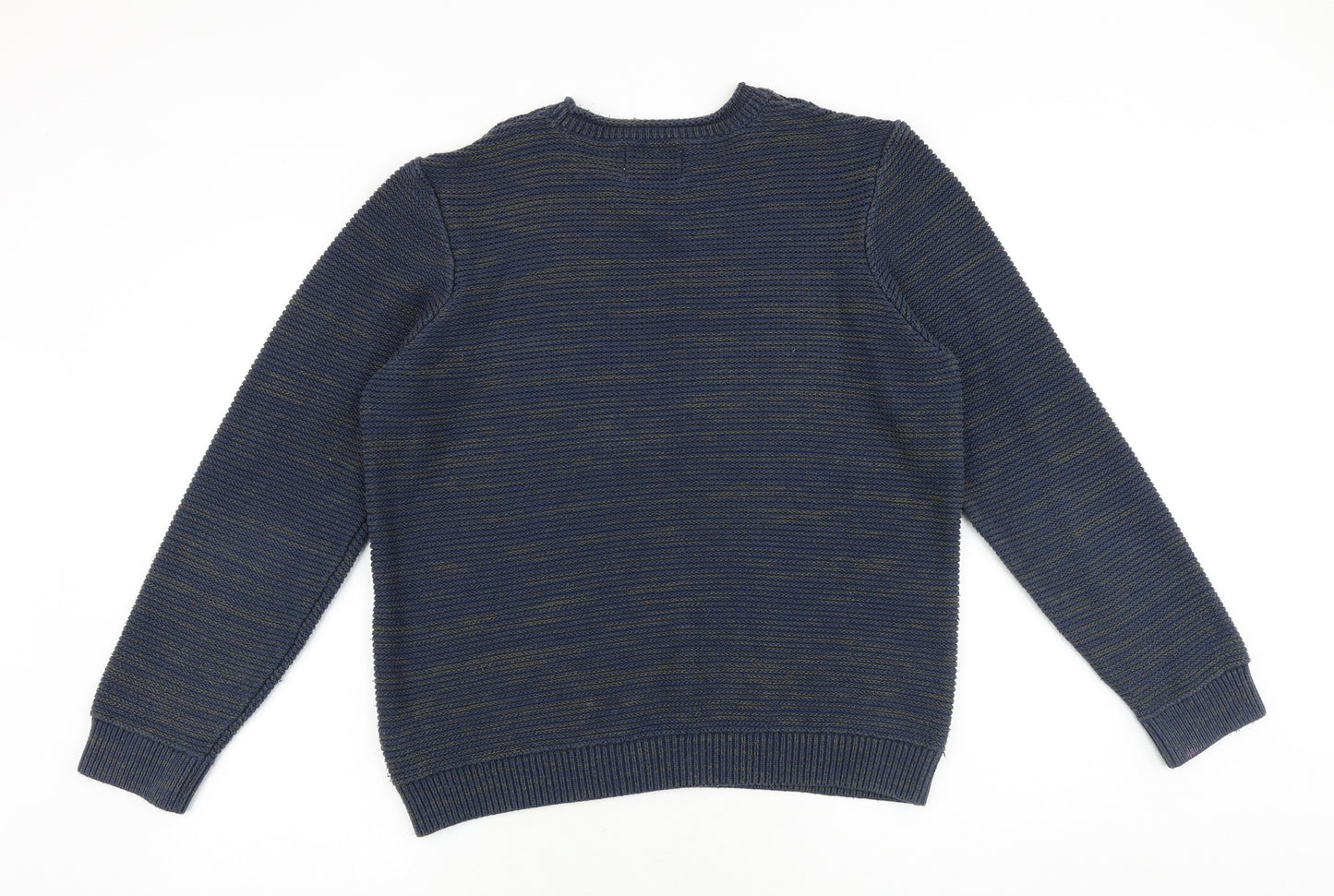 Topman Mens Blue Round Neck Cotton Pullover Jumper Size M Long Sleeve