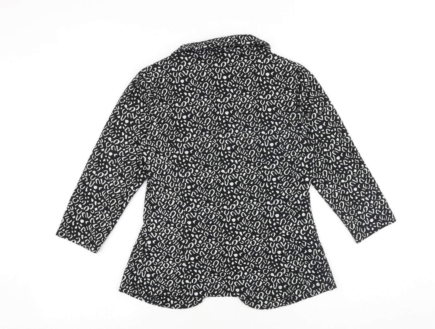 Papaya Womens Black V-Neck Geometric Polyester Cardigan Jumper Size 10