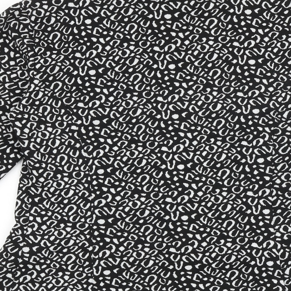 Papaya Womens Black V-Neck Geometric Polyester Cardigan Jumper Size 10