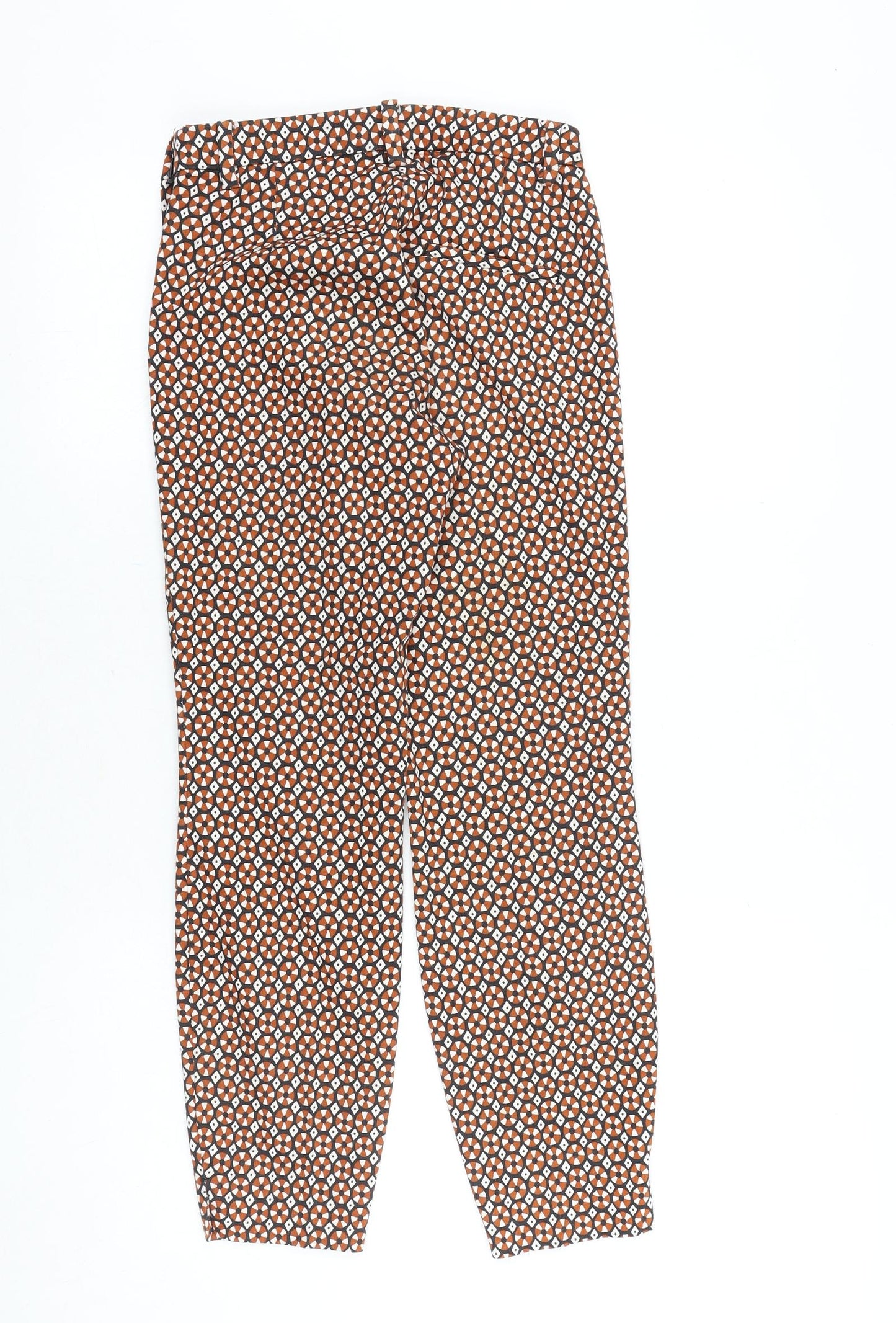H&M Womens Multicoloured Geometric Cotton Trousers Size 4 Regular Zip