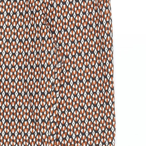 H&M Womens Multicoloured Geometric Cotton Trousers Size 4 Regular Zip