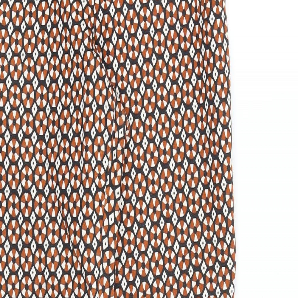H&M Womens Multicoloured Geometric Cotton Trousers Size 4 Regular Zip